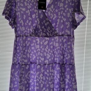 Lavender Belted Floral Women's Dress, XL, NWT